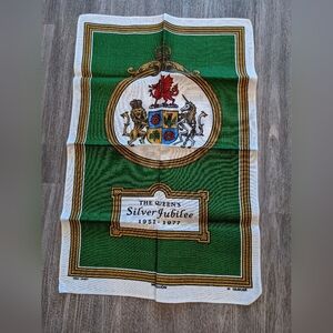 Vintage The Queen's Silver Jubilee Commemorative Tea Towel